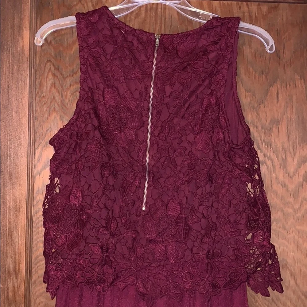 Wide-leg maroon jumpsuit with embroidery! - Picture 3 of 4